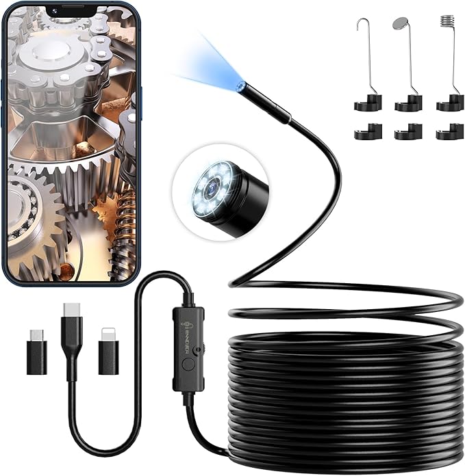 Endoscope Camera with Light, 1920P HD Borescope Camera